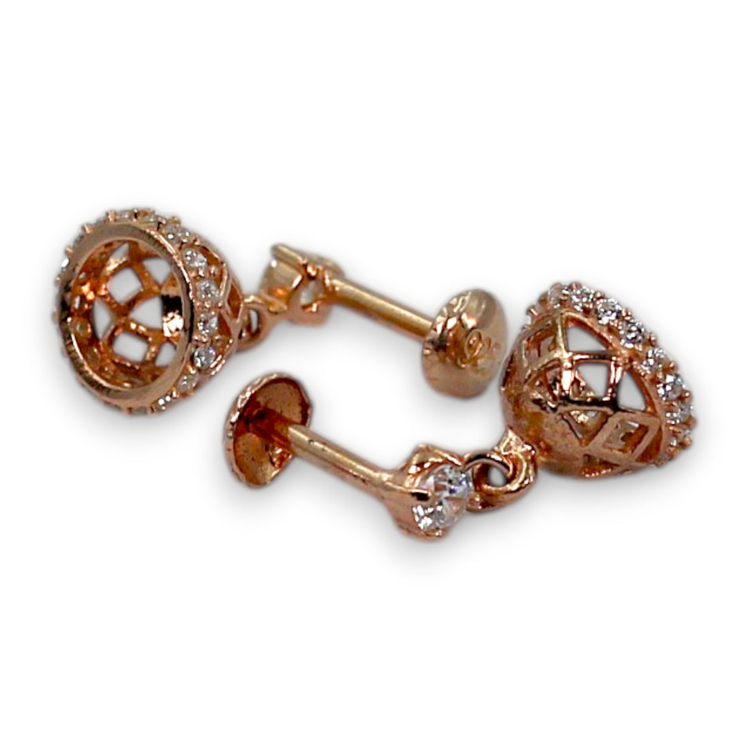 925 Sterling Silver Square Cut Rose Gold Jhumki for Women/Girls