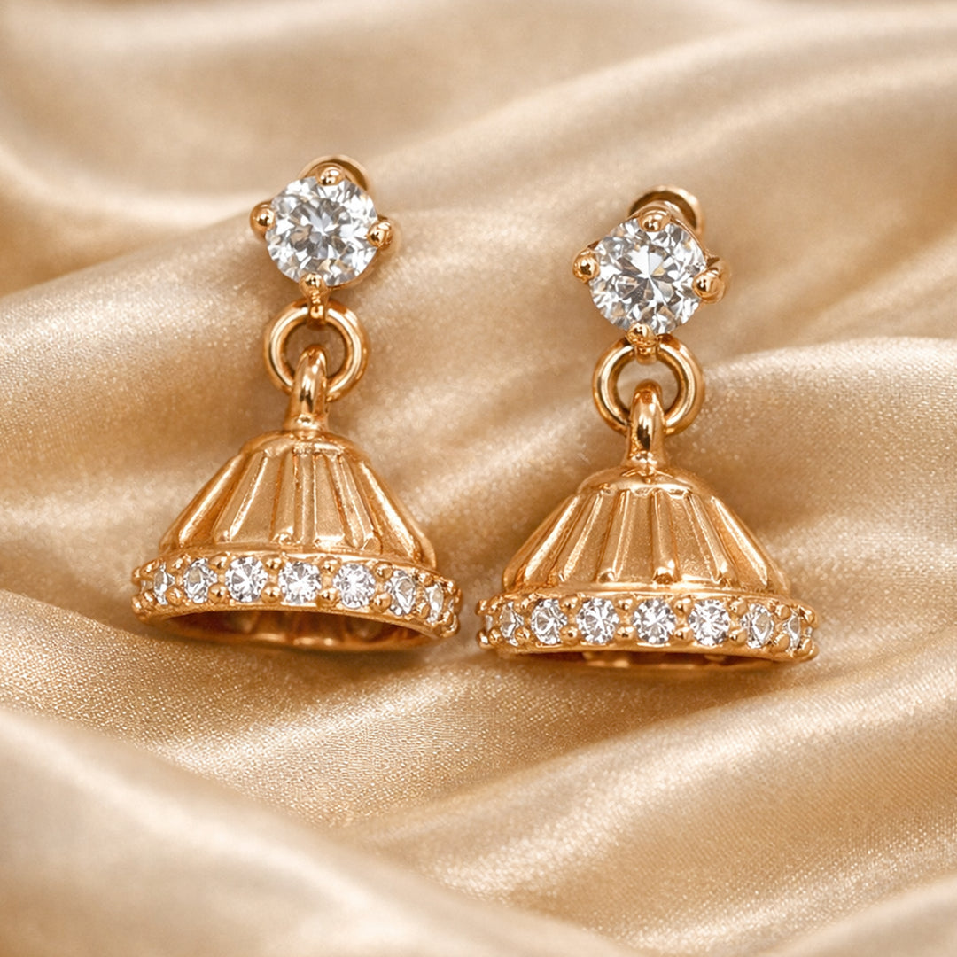 925 Sterling Silver Small Line with CZ Jhumki For Women/Girls