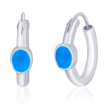 Taraash Drop Shape turquoise blue enamel hoop earring 925 Silver For Women CBHP027I-10