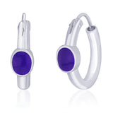 Taraash Drop Shape Purple enamel hoop earring 925 Silver For Women CBHP027I-11