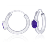 Taraash Drop Shape Purple enamel hoop earring 925 Silver For Women CBHP027I-11