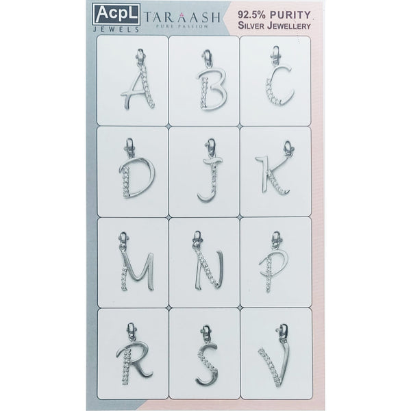Taraash Sterling Silver Alphabet Pendants CBPD028 (Set of 12) (Assorted)