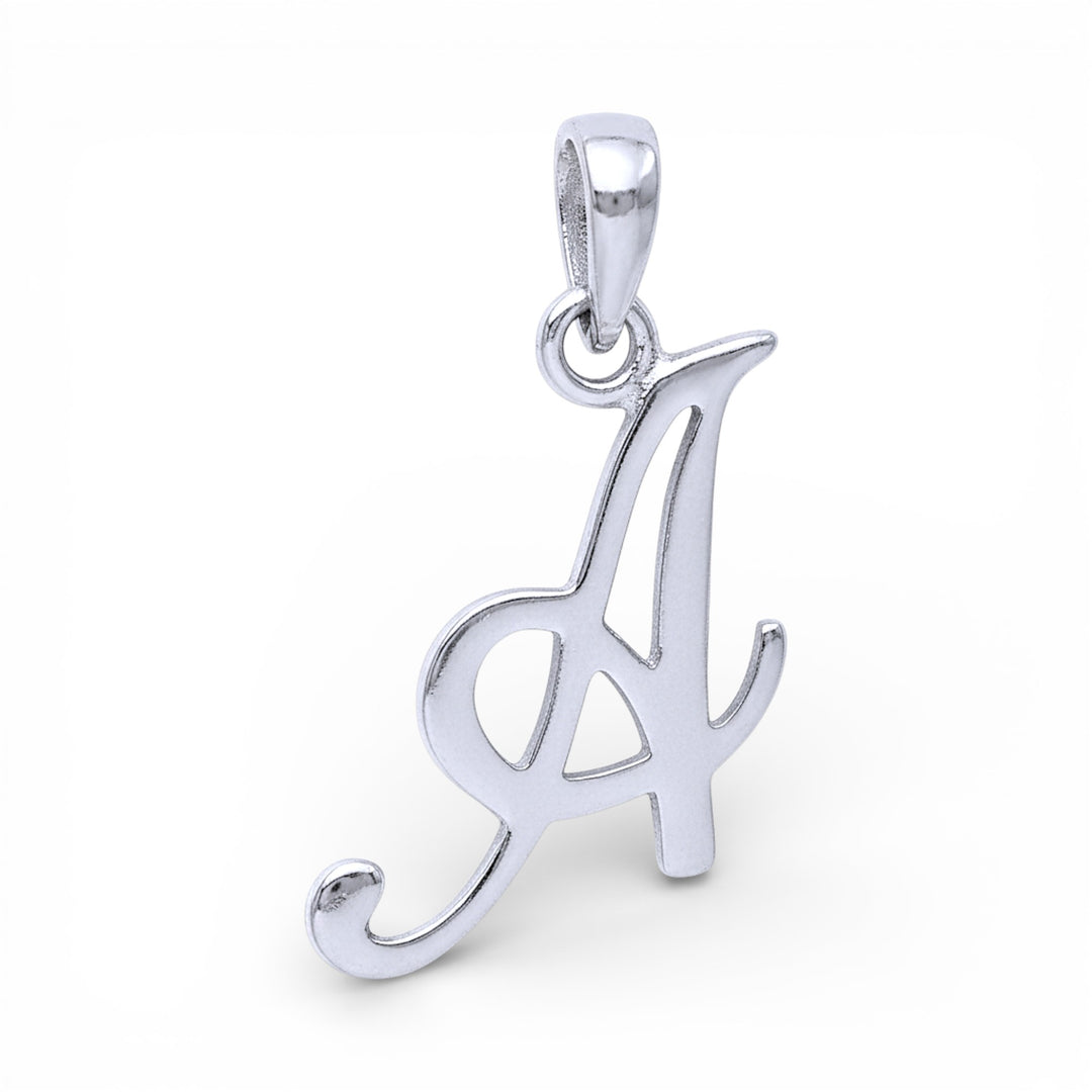 925 Sterling Silver Cursive A Letter Pendant for Men and Women