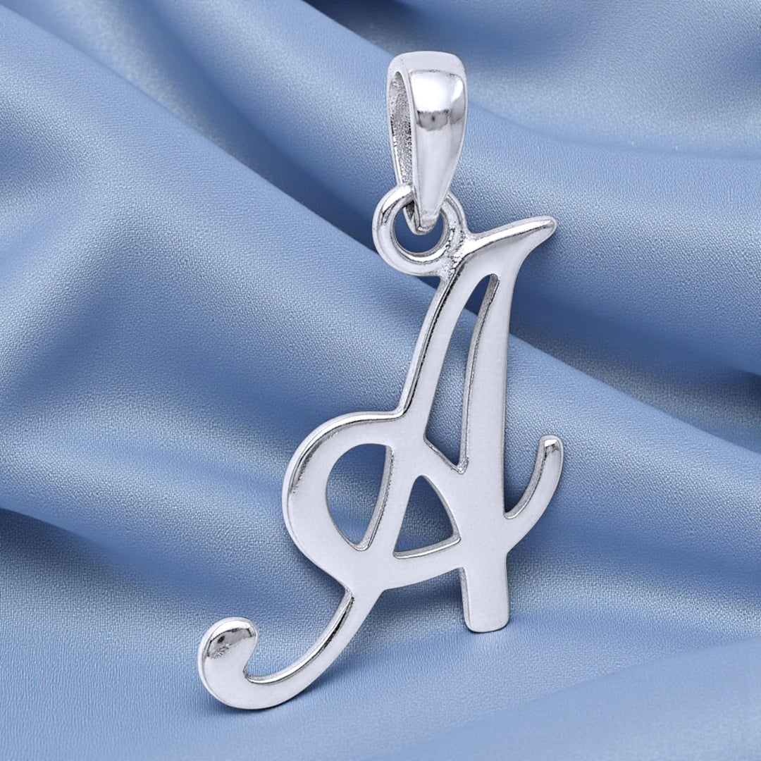 925 Sterling Silver Cursive A Letter Pendant for Men and Women