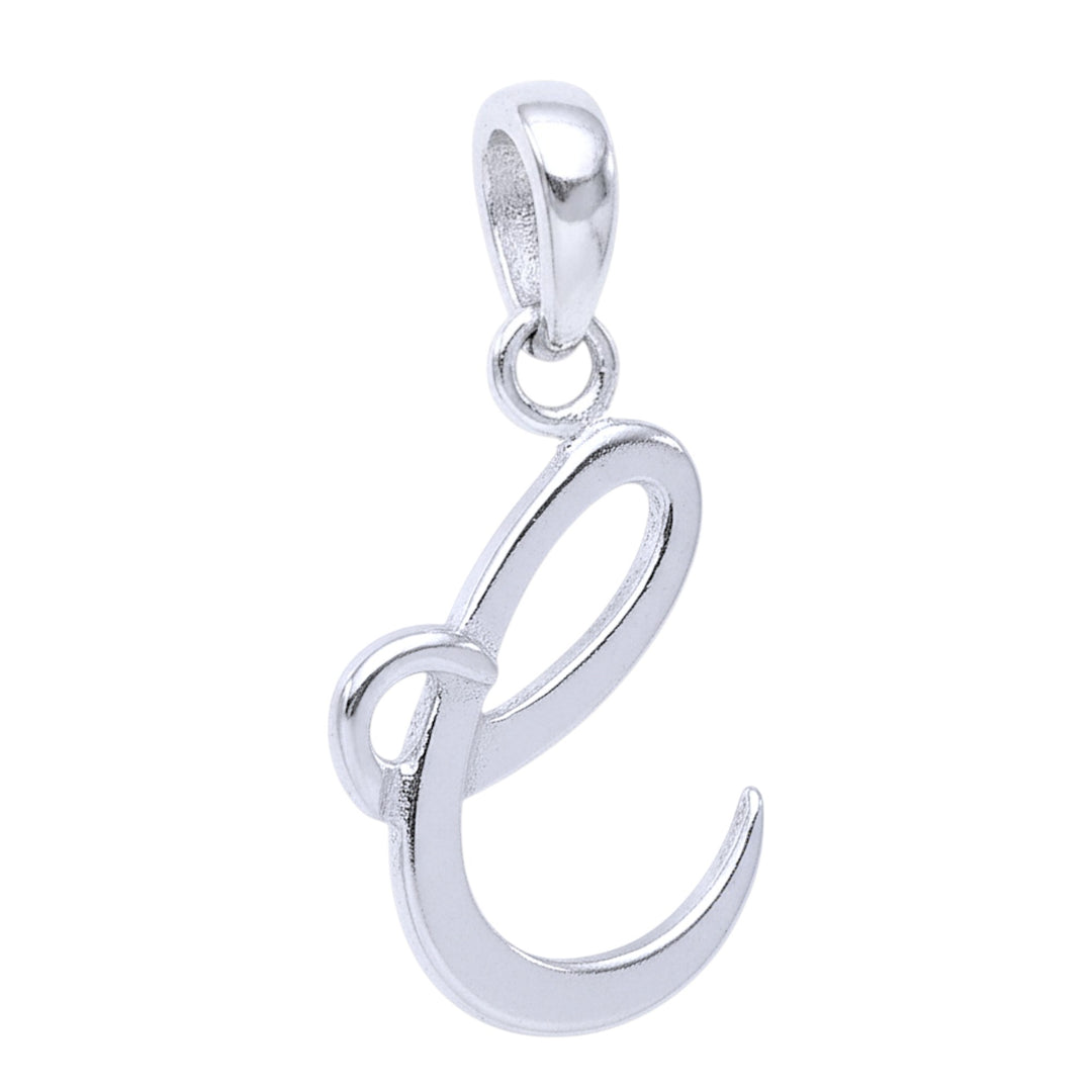 925 Sterling Silver Cursive C Letter Pendant for Men and Women