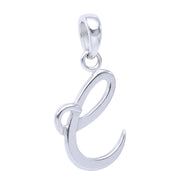 925 Sterling Silver Cursive C Letter Pendant for Men and Women