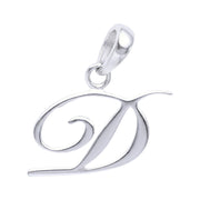 925 Sterling Silver Cursive D Letter Pendant for Men and Women