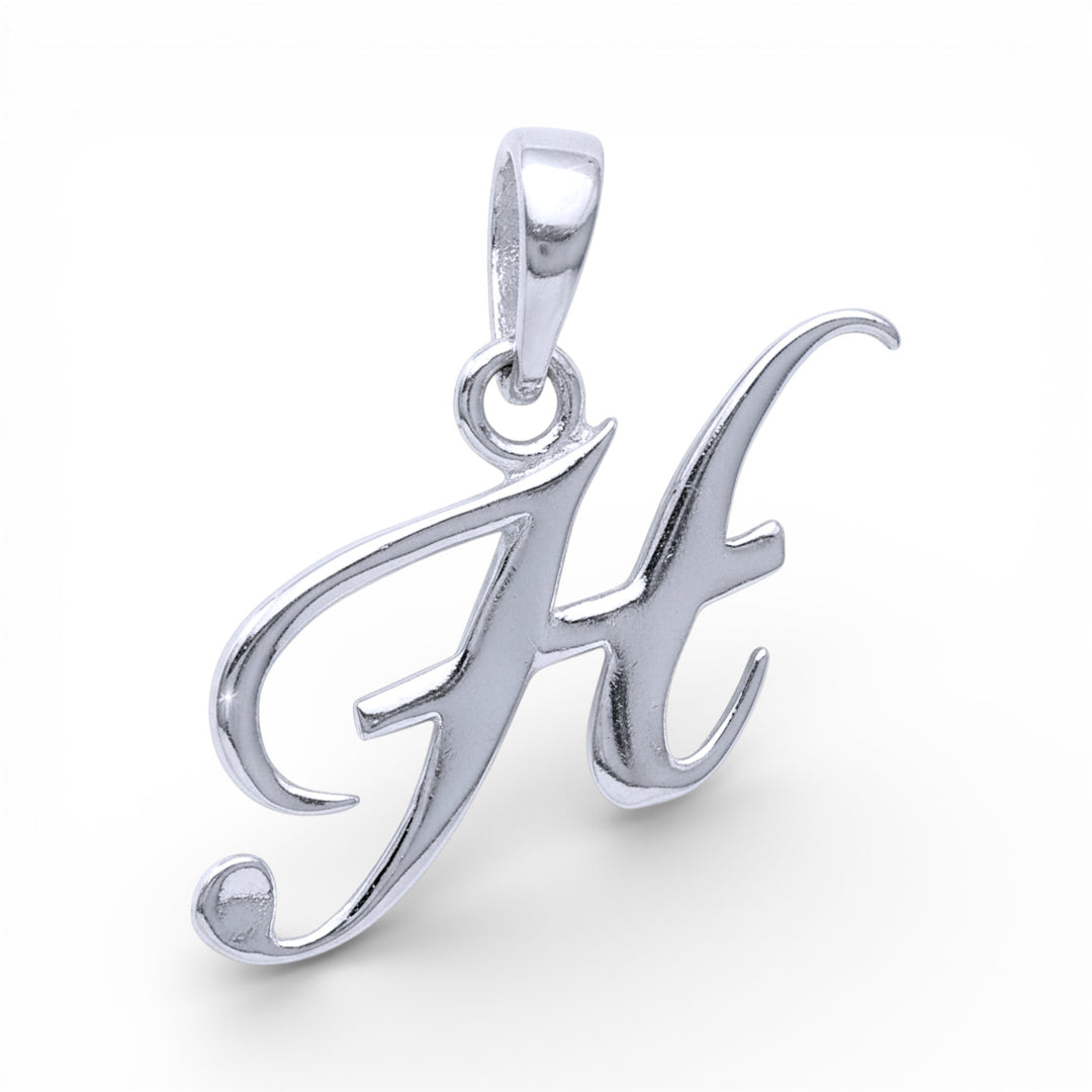 Taraash 925 Sterling Silver Cursive H Letter Pendant for Men and Women