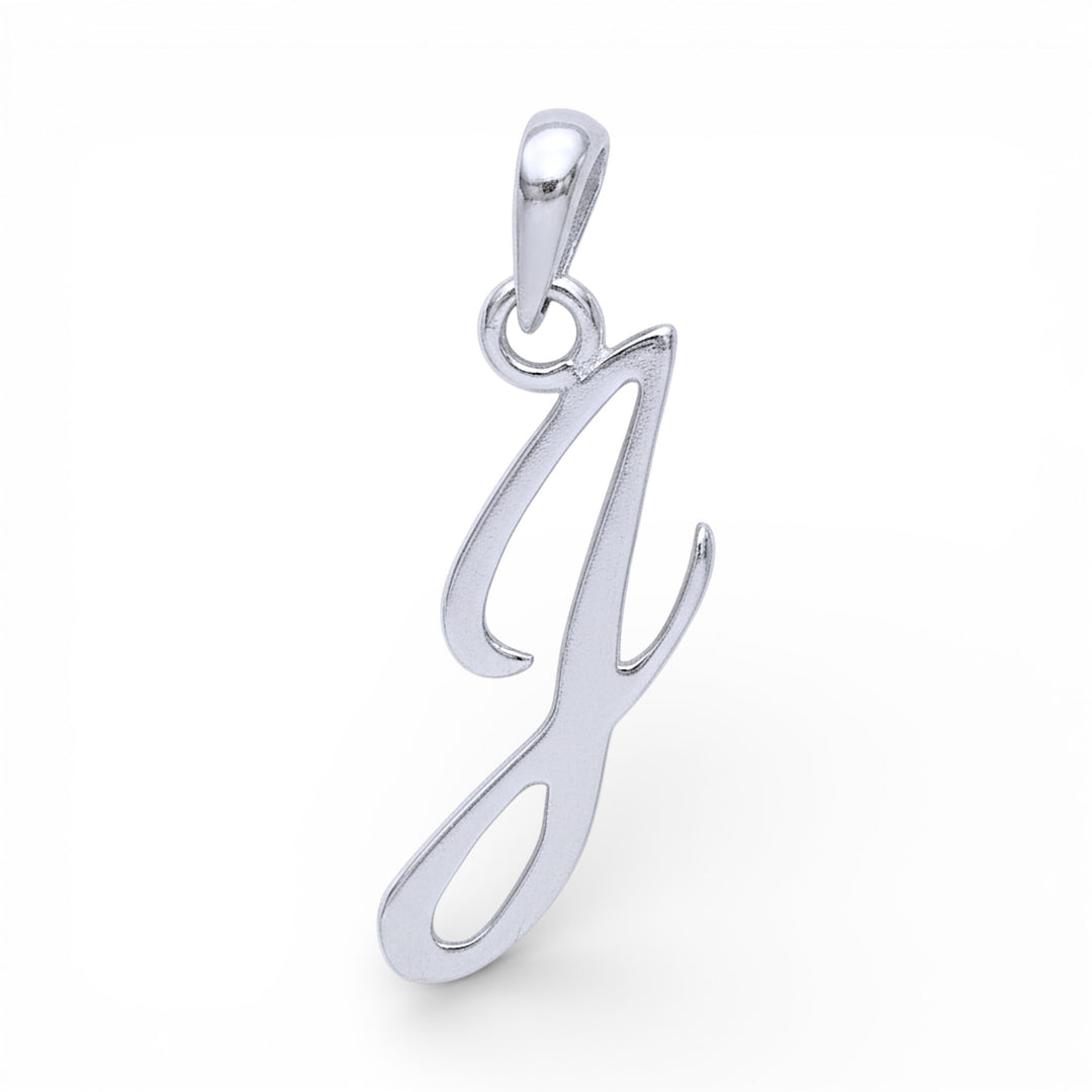 925 Sterling Silver Cursive J Letter Pendant for Men and Women