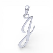925 Sterling Silver Cursive J Letter Pendant for Men and Women