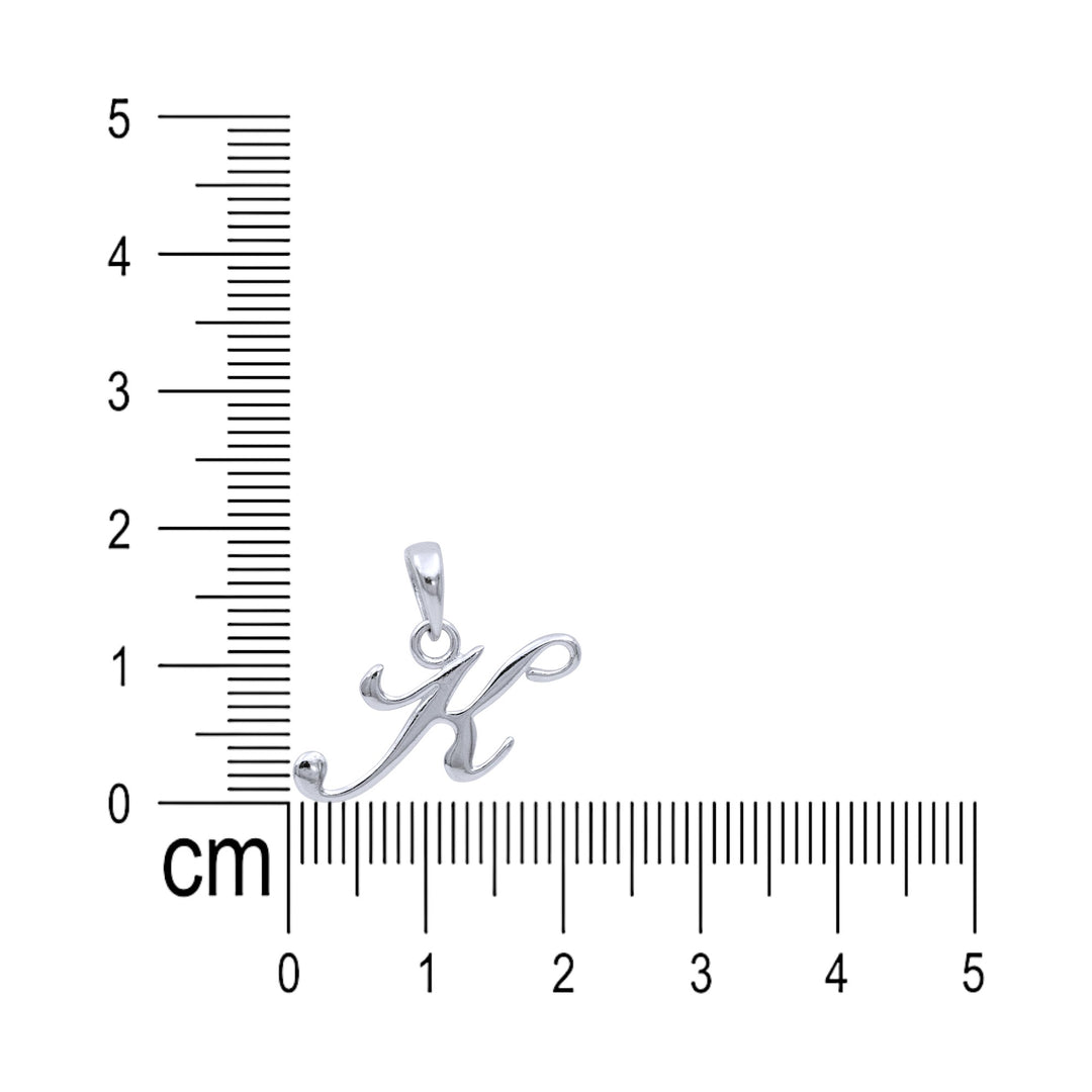925 Sterling Silver Cursive K Letter Pendant for Men and Women