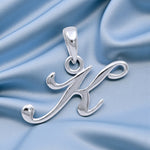 Load image into Gallery viewer, 925 Sterling Silver Cursive K Letter Pendant for Men and Women