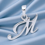 Load image into Gallery viewer, 925 Sterling Silver Plated Silver M Letter Cursive Pendant for Men and Women