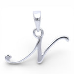 Load image into Gallery viewer, 925 Sterling Silver N Letter Cursive Pendant for Men and Women | Silver Plated Alphabet Pendant with Stamp