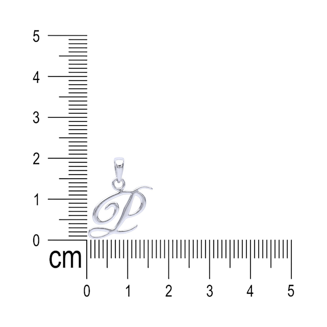 925 Sterling Silver P Letter Cursive Pendant for Men and Women | Lightweight Silver Alphabet Pendant with Stamp & Elegant Box