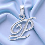Load image into Gallery viewer, 925 Sterling Silver P Letter Cursive Pendant for Men and Women | Lightweight Silver Alphabet Pendant with Stamp &amp; Elegant Box