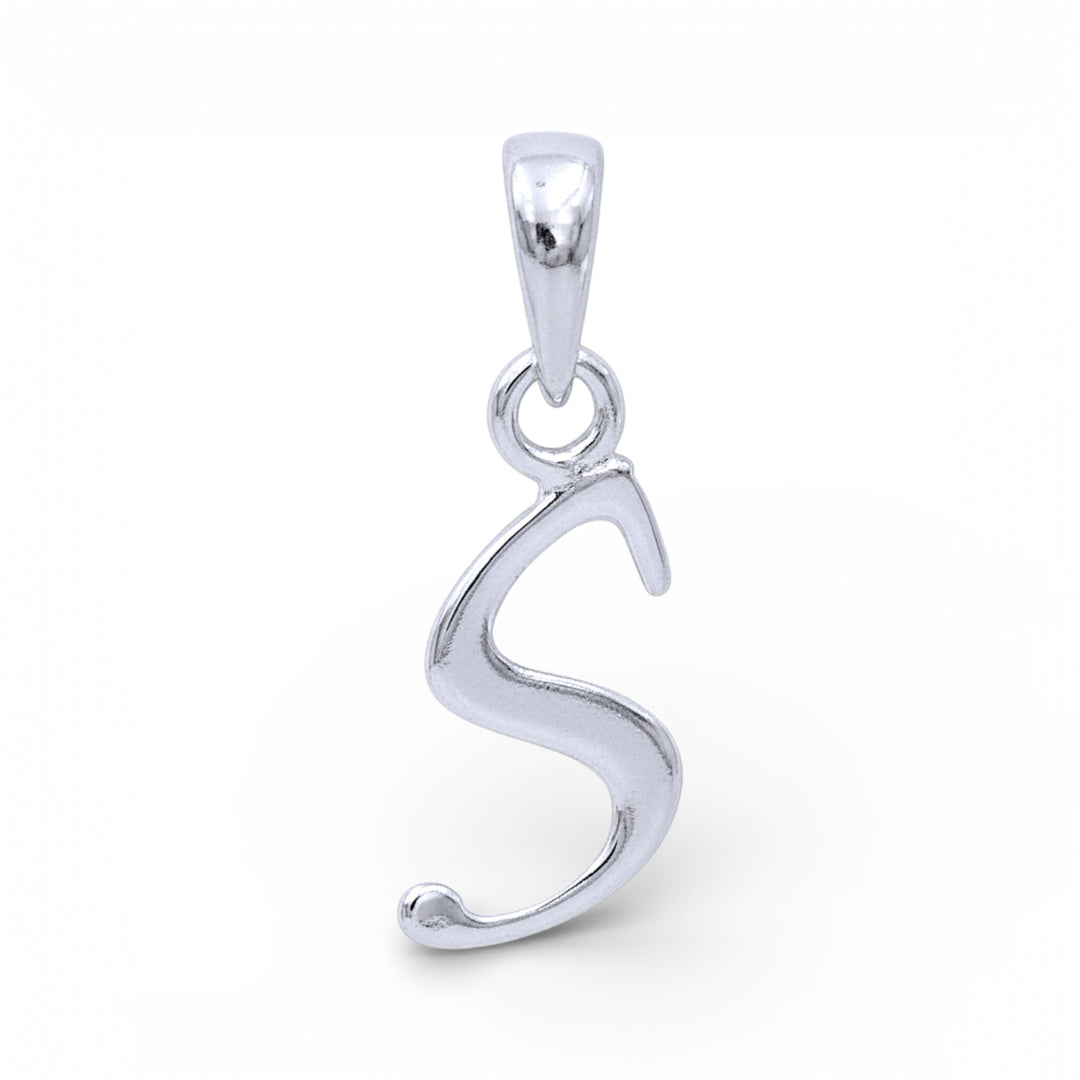 925 Sterling Silver S Letter Cursive Pendant for Men and Women | Lightweight Silver Finish Alphabet Pendant with Purity Stamp