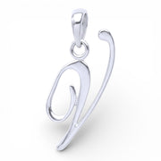 Silver V Letter Cursive Pendant for Men and Women – 925 Sterling Silver , 2 cm, Elegant Gift Box
