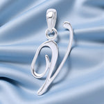 Load image into Gallery viewer, Silver V Letter Cursive Pendant for Men and Women – 925 Sterling Silver , 2 cm, Elegant Gift Box