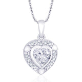 Taraash 925 Sterling Silver Heart Shaped white colour Pendant for women CBPD043I-04