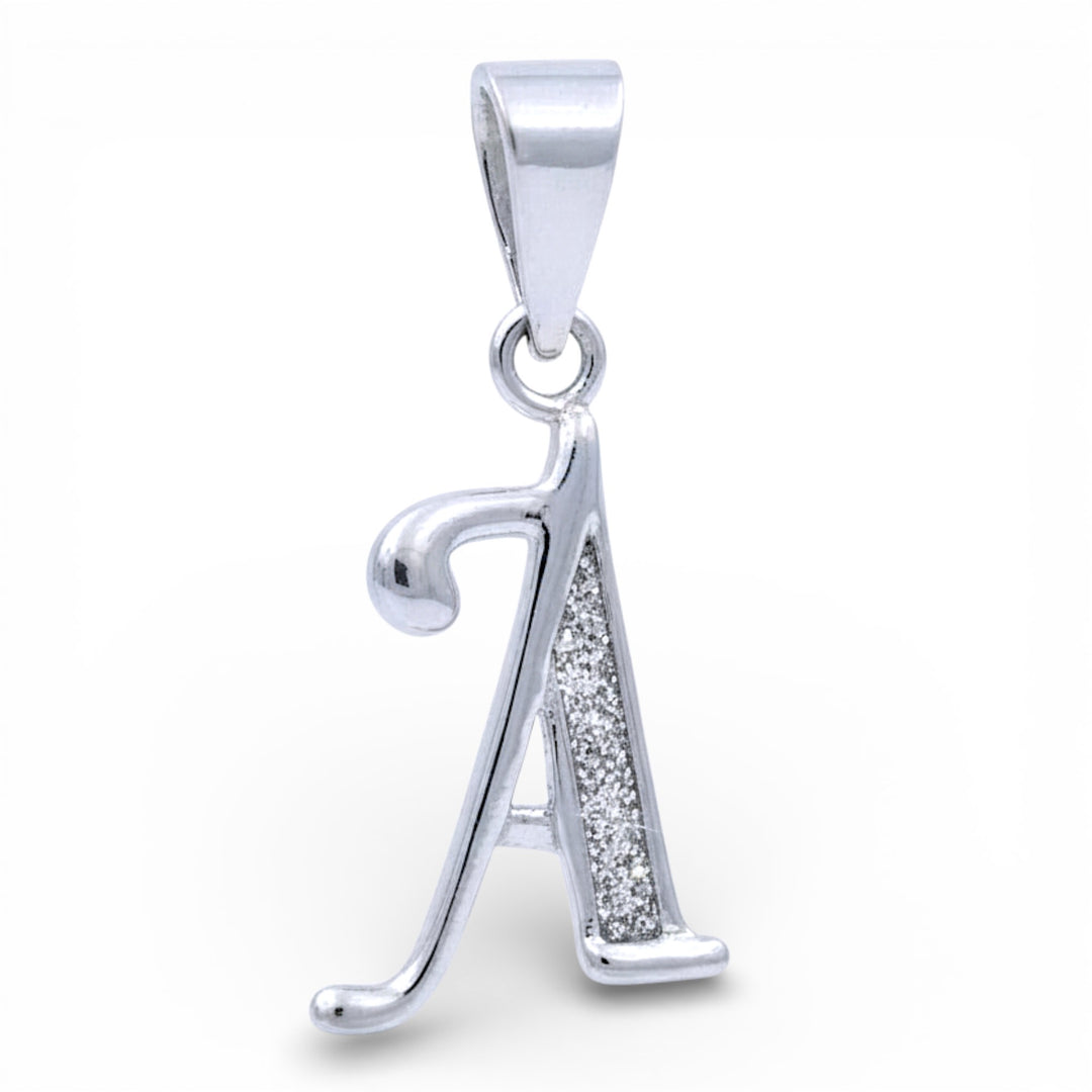 925 Sterling Silver Glitterd A Alphabet Pendant for Men and Women