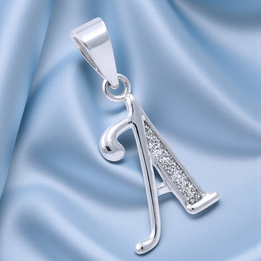 925 Sterling Silver Glitterd A Alphabet Pendant for Men and Women