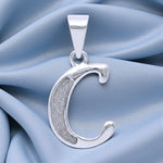 Load image into Gallery viewer, 925 Silver Glittered C Alphabet Pendant for Men and Women | Sparkling C Initial Pendant with Stamp | 2.5 cm Silver Charm Gift