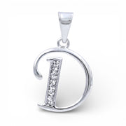 925 Sterling Silver Glitterd D Alphabet Pendant for Men and Women