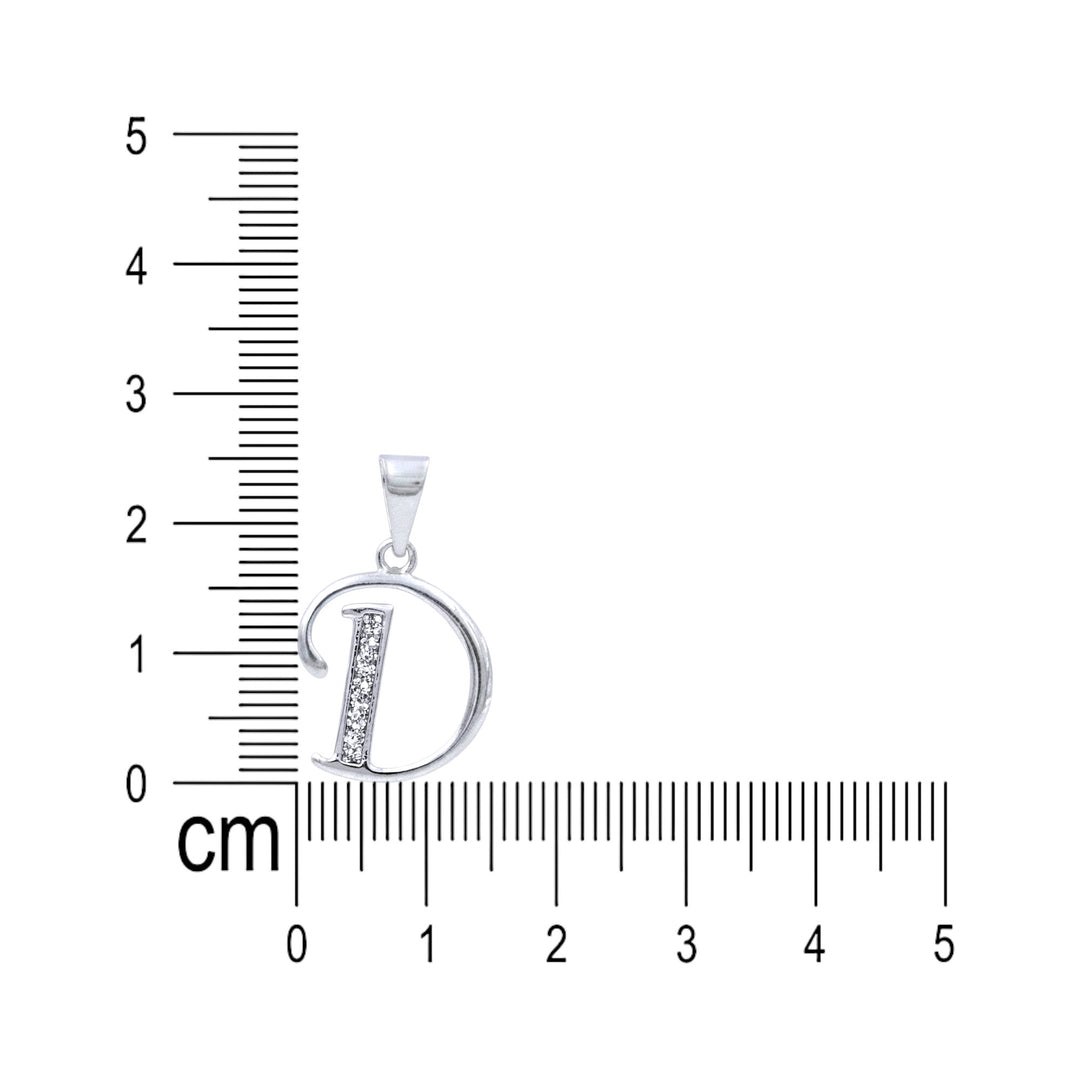 925 Sterling Silver Glitterd D Alphabet Pendant for Men and Women