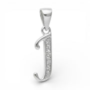 925 Sterling Silver Glitterd J Alphabet Pendant for Men and Women