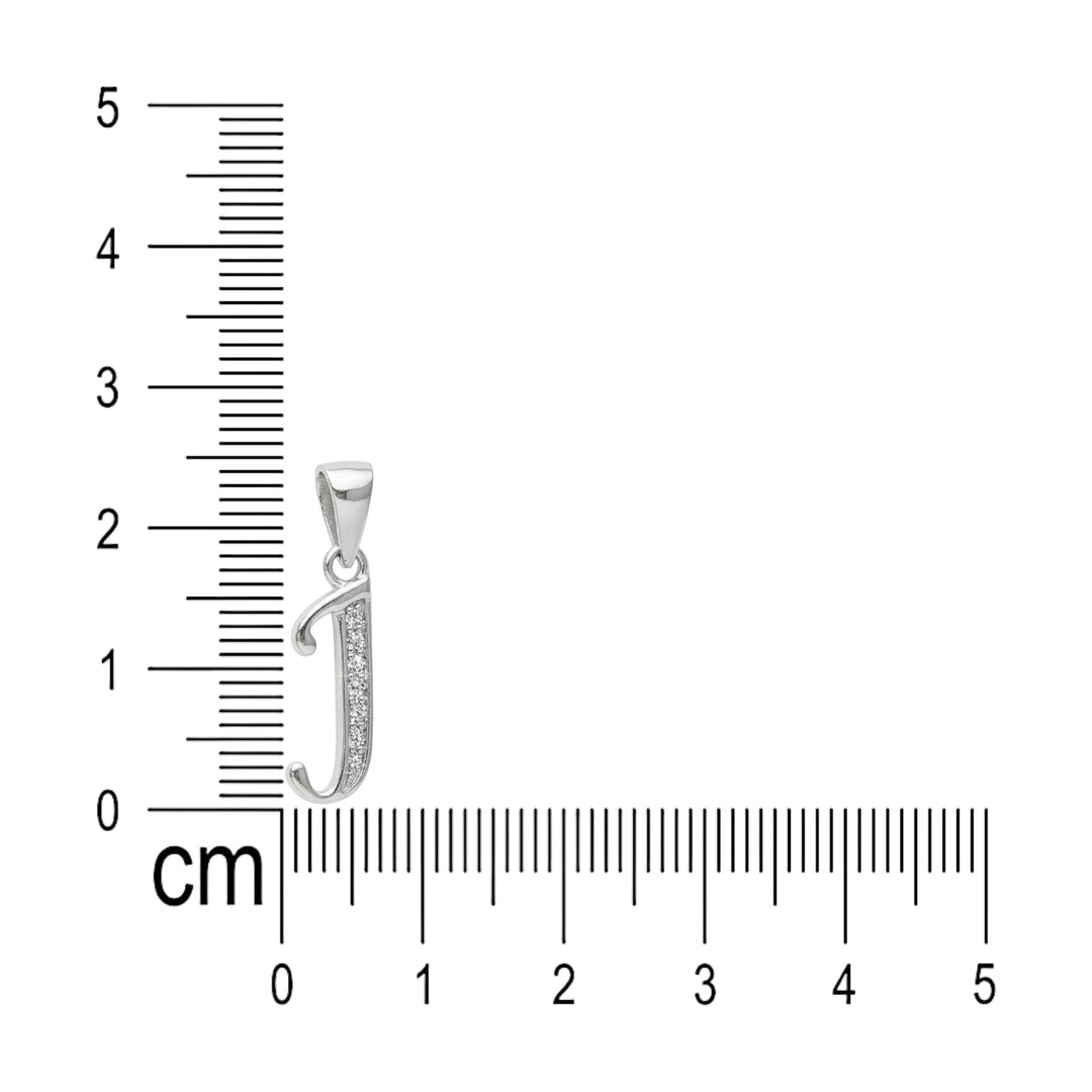 925 Sterling Silver Glitterd J Alphabet Pendant for Men and Women