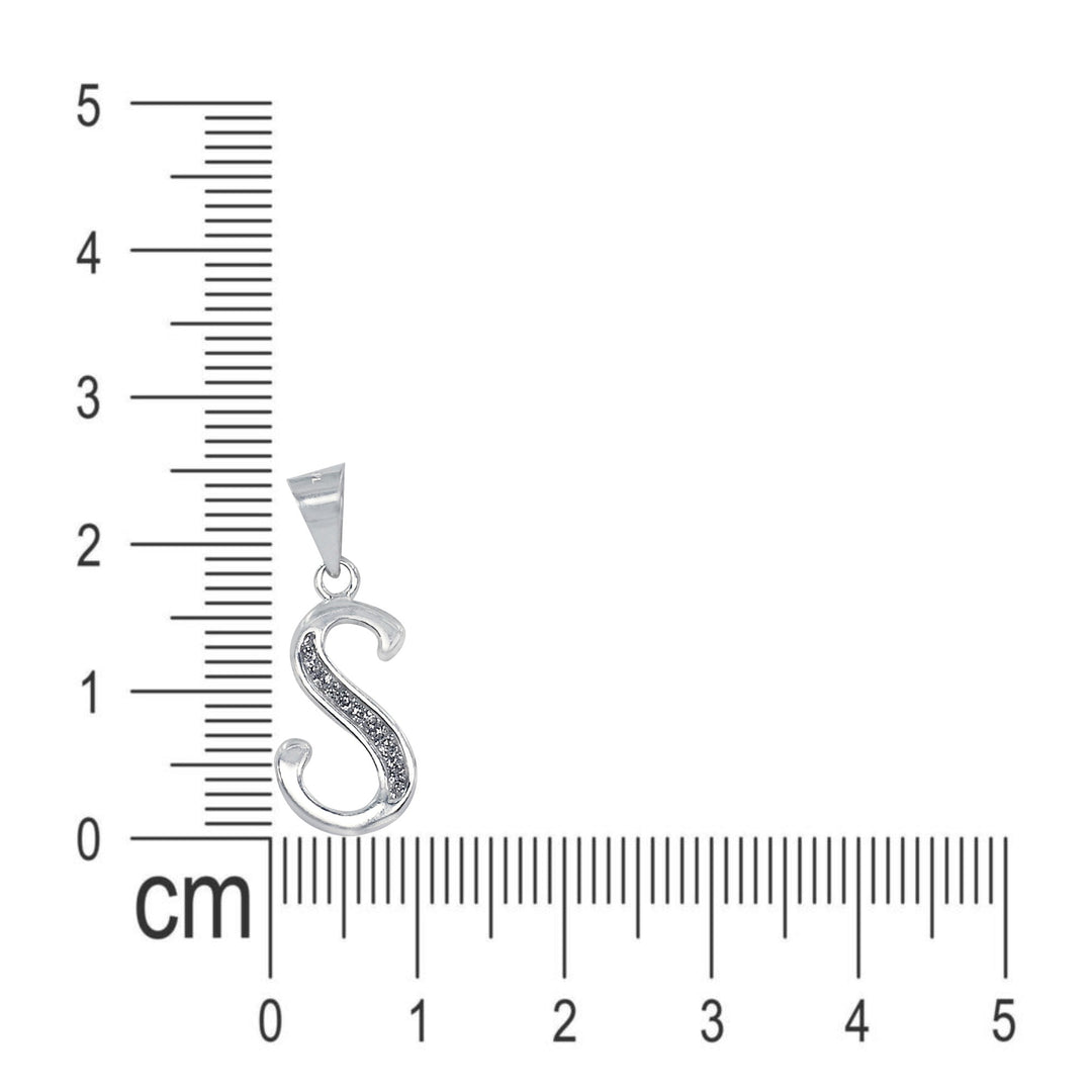 925 Sterling Silver Glittered Letter S Pendant for Men and Women