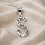 Load image into Gallery viewer, 925 Sterling Silver Glittered Letter S Pendant for Men and Women