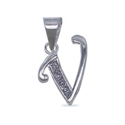 925 Sterling Silver Glittered Letter V Pendant for Men and Women