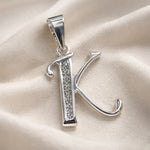 Load image into Gallery viewer, 925 Sterling Silver Glittered K Alphabet Pendant for Men and Women