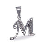 Load image into Gallery viewer, 925 Sterling Silver Glitterd M Alphabet Pendant for Men and Women