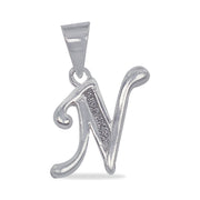 925 Sterling Silver Glittered N Alphabet Pendant for Men and Women