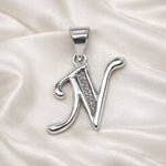 Load image into Gallery viewer, 925 Sterling Silver Glittered N Alphabet Pendant for Men and Women