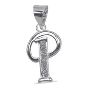 925 Sterling Silver Glittered Letter P Pendant for Men and Women