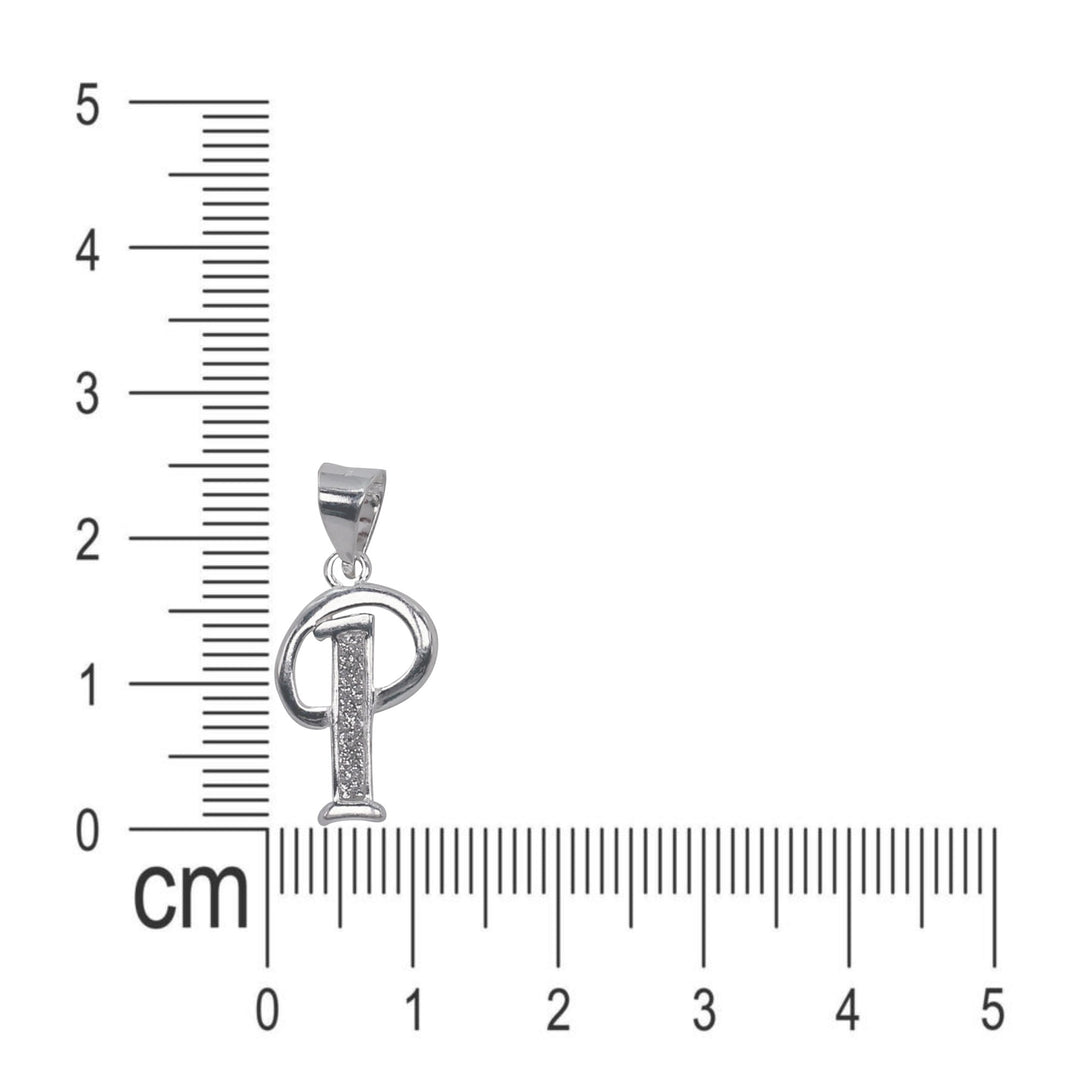 925 Sterling Silver Glittered Letter P Pendant for Men and Women