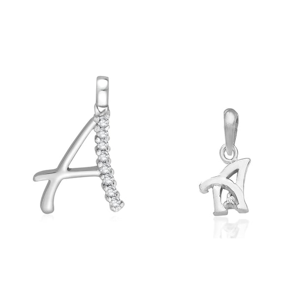 Taraash 925 Sterling Silver Couple Alphabet Pendants "A" and "A" Initial Letter Pendants