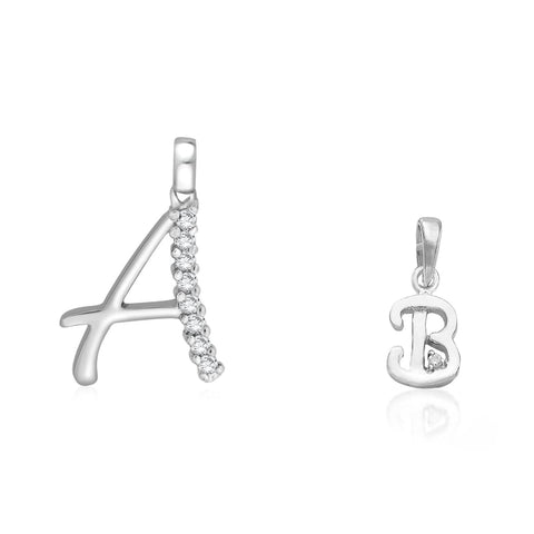 Taraash 925 Sterling Silver Couple Alphabet Pendants "A" and "B" Initial Letter Pendants