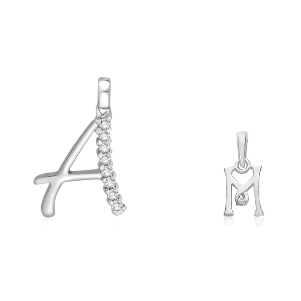 Taraash 925 Sterling Silver Couple Alphabet Pendants "A" and "M" Initial Letter Pendants