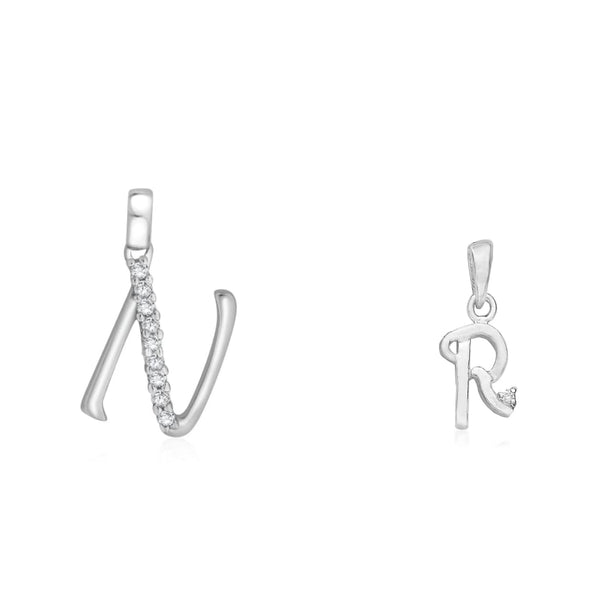 Taraash 925 Sterling Silver Couple Alphabet Pendants "N" and "R" Initial Letter Pendants