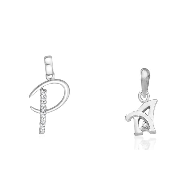 Taraash 925 Sterling Silver Couple Alphabet Pendants "P" and "A" Initial Letter Pendants