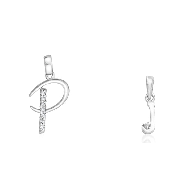 Taraash 925 Sterling Silver Couple Alphabet Pendants "P" and "J" Initial Letter Pendants