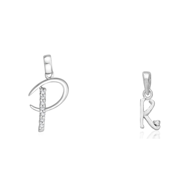 Taraash 925 Sterling Silver Couple Alphabet Pendants "P" and "K" Initial Letter Pendants