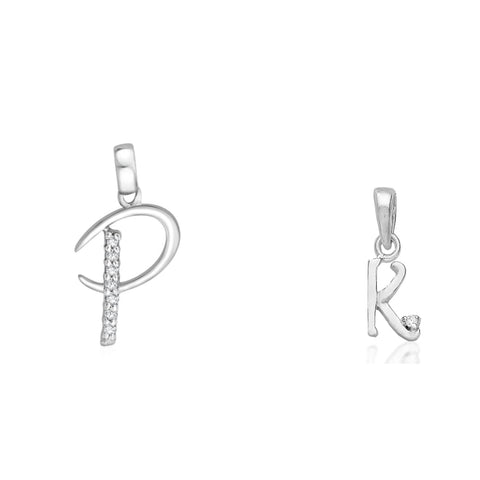 Taraash 925 Sterling Silver Couple Alphabet Pendants "P" and "K" Initial Letter Pendants