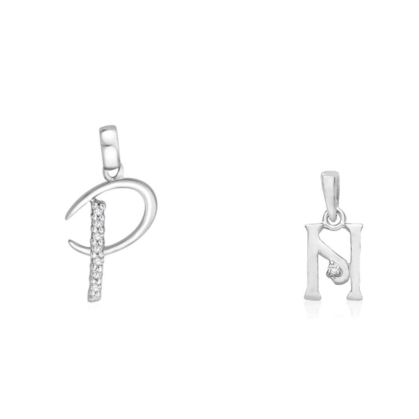 Taraash 925 Sterling Silver Couple Alphabet Pendants "P" and "N" Initial Letter Pendants