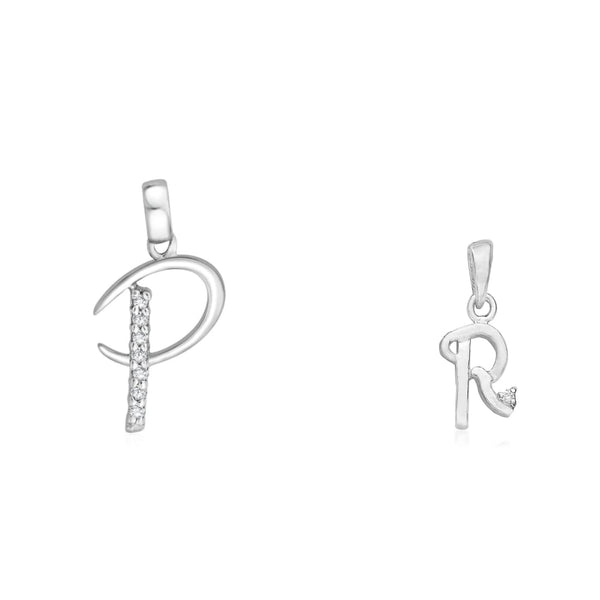 Taraash 925 Sterling Silver Couple Alphabet Pendants "P" and "R" Initial Letter Pendants